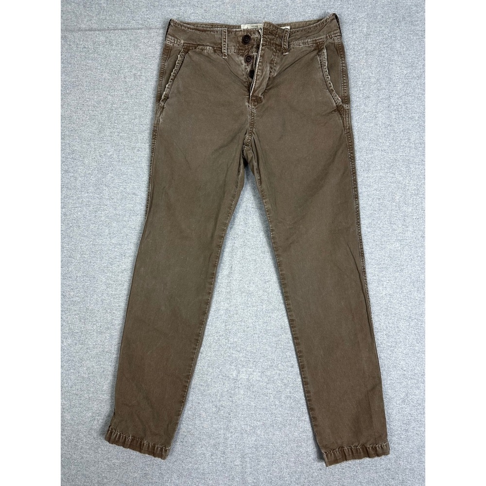 Abercrombie & Fitch Chino Pants Mens 28x30 Brown Buttonfly Slim Straight Cotton